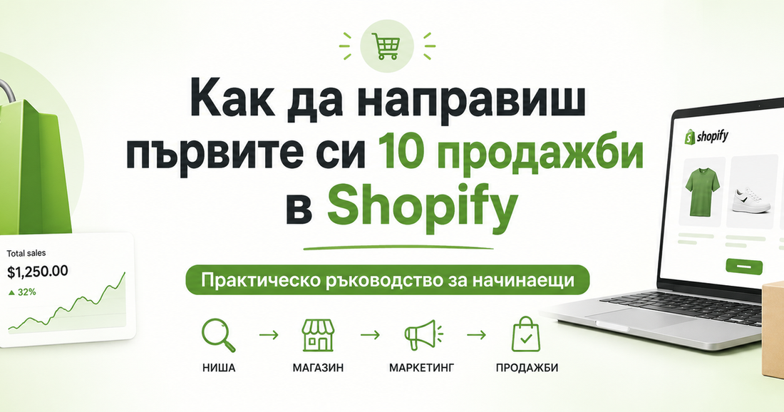 Как да направиш първите си 10 продажби в Shopify: Практическо ръководство за начинаещи